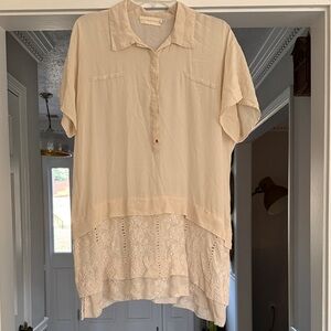 Johnny Was Cream Lace Hem Women's Tunic